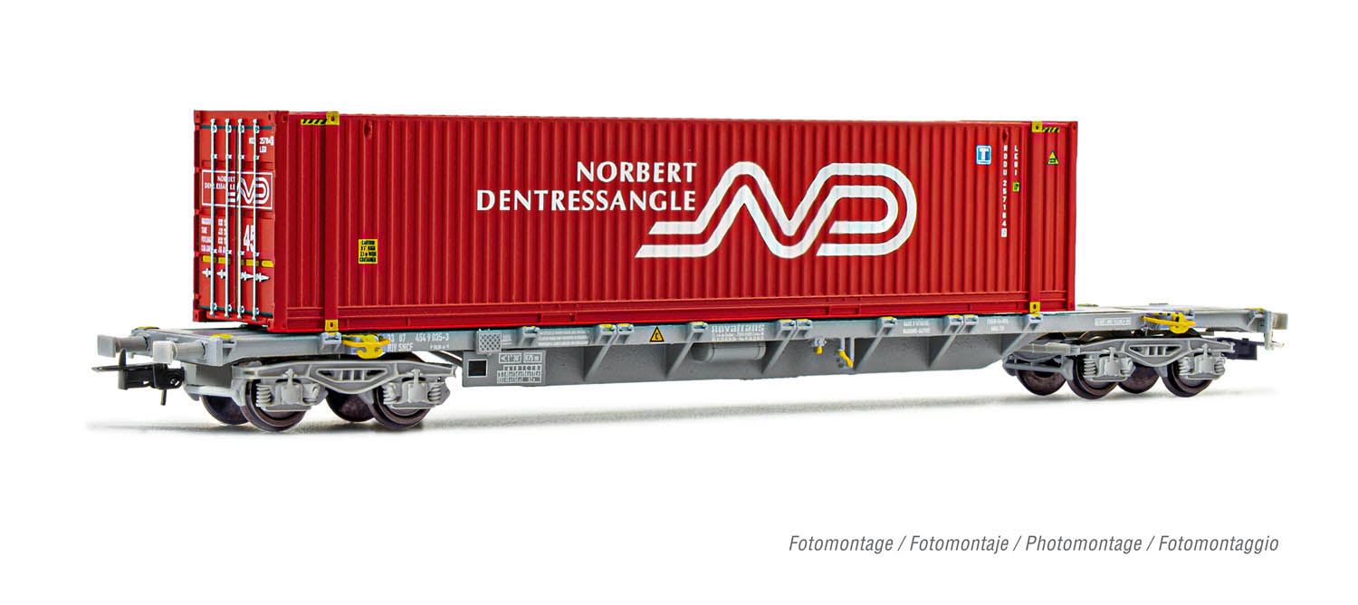 021-HJ6241 - H0 - SNCF, 4-achs. Containerwagen Sgss, beladen mit 45' Container „Norbert Dentressangle", Ep. V-VI